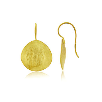 Gold Vermeil Round Byzantine Hook Earrings, 4 of 6