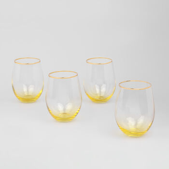 G Decor Set Of Four Lazaro Yellow Ombre Tumbler Glasses, 4 of 8