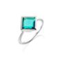 Aqua Green Peacock Quartz Square Ring In Sterling Silver, thumbnail 8 of 8