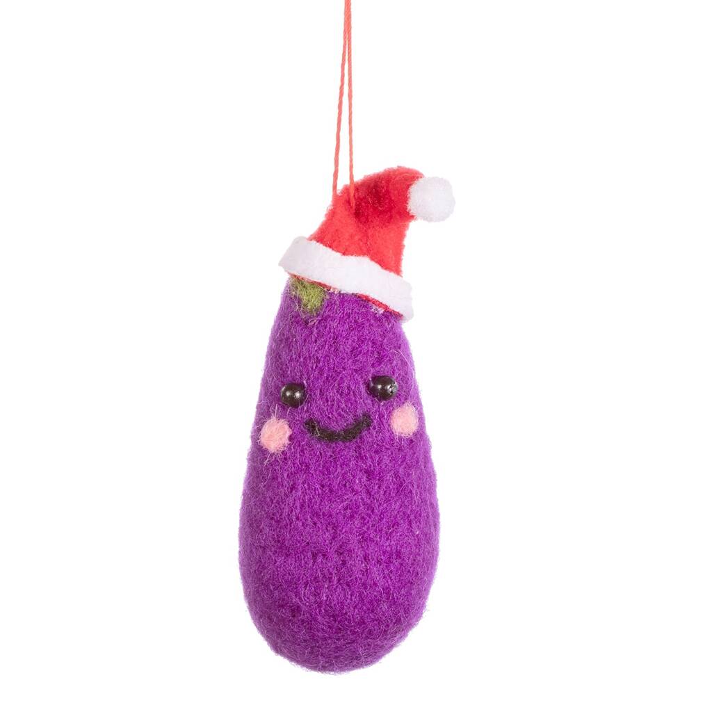 Aubergine Felt Hanging Christmas Tree Decoration By DingaDing 