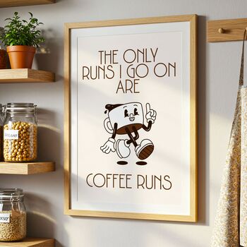 Retro Coffee Art Print, Kitchen Print, Coffee Gift, Running Gift, 2 of 4