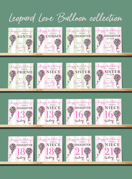 Leopard Love Balloon Niece Birthday Card, 2 of 2