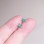 Emerald Flower Birthstone Stud Earrings, May Birthstone Studs, thumbnail 1 of 7