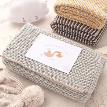 Maxi Stripe Knitted Unisex Baby Blanket, 3 of 11