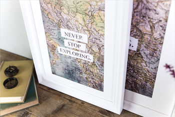 Never Stop Exploring A3 Vintage Map Print, 2 of 3