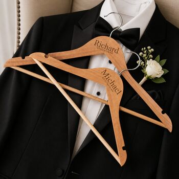 Personalised White/Wooden Groomsmen Wedding Day Hanger, 2 of 6