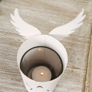 Set Of Two Angel Wings White Tealight Holders, 6 of 9