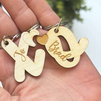 Personalised Wooden Valentine’s Day Xo Keyring Set, 3 of 4