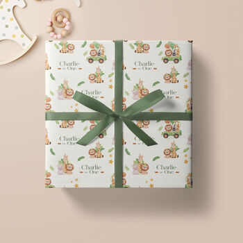 Personalised Safari 1st Birthday Wrapping Paper, 2 of 3
