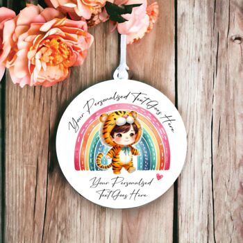 Personalised Cute Child Tiger Rainbow Decoration Gift, 2 of 2