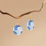 Blue Abstract Circular Earrings • Gold Plated Sterling Silver Hooks, thumbnail 3 of 8
