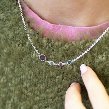 Mother And Three Children Birthstone Link Necklace, 2 of 7