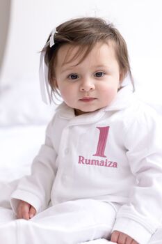 'When I Wake' Personalised Embroidered Front And Back Button Through Pyjamas, 5 of 12