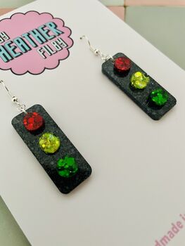 Traffic Light Glitter Earrings, 2 of 4
