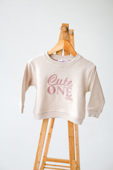 'Cute One' First Birthday Sweatshirt Jumper Personalised With Child's Name, 3 of 5