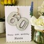 Personalised 60th Birthday Card Wooden Number Gift, thumbnail 3 of 3