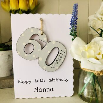 Personalised 60th Birthday Card Wooden Number Gift, 3 of 3