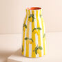 Yellow Striped Lemons Ceramic Vase, thumbnail 1 of 2