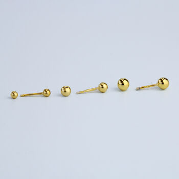 Gold Colour Sterling Silver Screw Ball Back Stud Earrings, 4 of 5