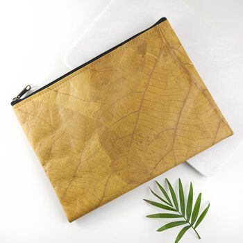 Vegan Teak Leaf Leather Large Clutch Bag, 2 of 3