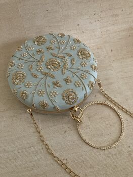 Light Blue Circle Bangle Wrist Clutch Bag, 3 of 6