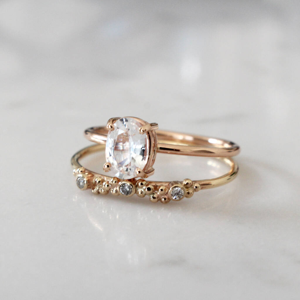 Sienna Solid 9ct Gold Oval White Sapphire Ring By Amelia May ...