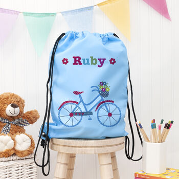 Personalised Girl's Sky Blue Waterproof Swim Bag, 8 of 12