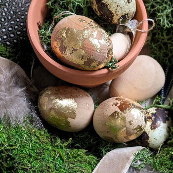 Golden Easter Eggs Wooden And Gold Leaf Egg Craft Kit, 2 of 6