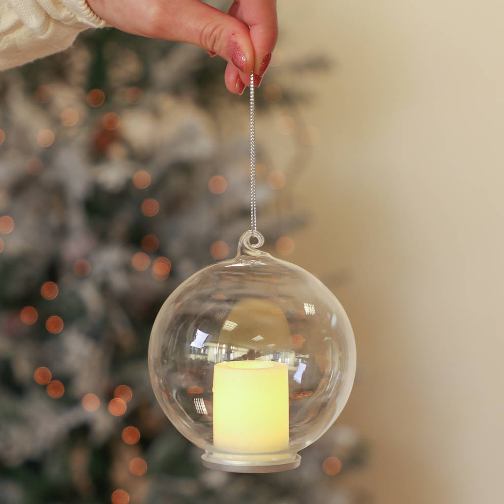 glass bauble with lights inside