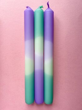 'Lavender Fields' Dip Dye Dinner Candle Trio, 5 of 5