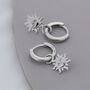 Sun Face Huggie Hoop Earrings In Sterling Silver, thumbnail 4 of 11