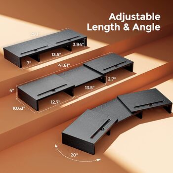 Adjustable Dual Monitor Riser Swivel Angle Desk Stand, 7 of 12