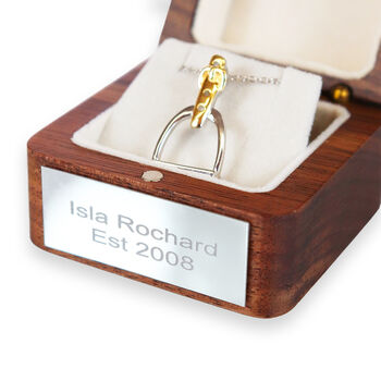 Personalised Sterling Silver And Gold Stirrup Necklace, 7 of 9