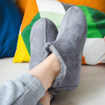 Unisex 100% Natural Sheepskin Slippers In Grey, 5 of 5