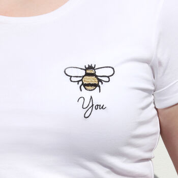 Embroidered 'Bee You' Bumblebee T Shirt, 3 of 3