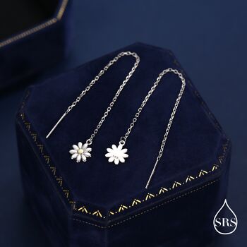 Sterling Silver Tiny Daisy Flower Ear Threaders, 2 of 10