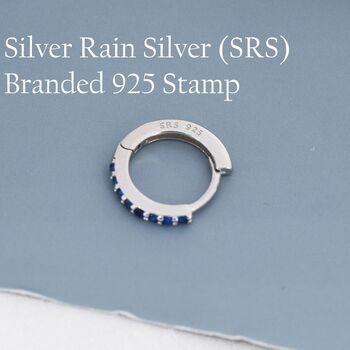 Sterling Silver Sapphire Blue Cz Huggie Hoop Earrings, 8 of 12