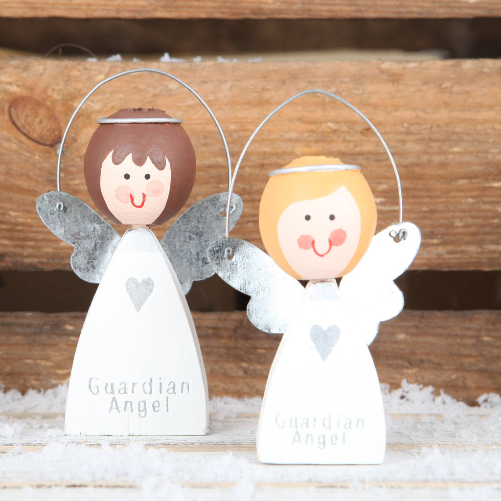 Set Of Two Guardian Angel Christmas Decorations By Red Berry Apple