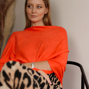 Bold Orange Red Poncho – One Size, Easy Overhead Style, 4 of 8