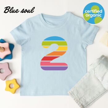 Birthday Big Rainbow Number Kids Organic T Shirt, 5 of 8