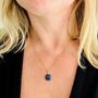 Square Cushion Lapis Lazuli Gold Plated Necklace, thumbnail 2 of 5