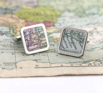 Personalised Vintage Square Map Cufflinks, 2 of 7