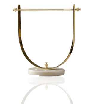 Brass Arched Towel Holder – Gold With White Marble Base, 2 of 2