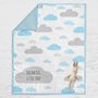 Personalised Baby Gift Blue Clouds Quilt, thumbnail 2 of 3