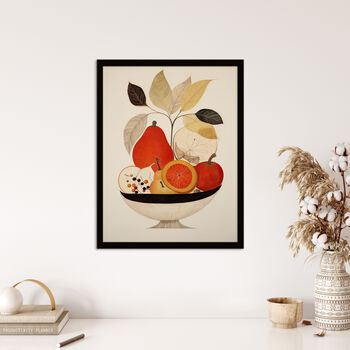 Harvest Bowl Autumn Fruits Red Kitchen Wall Art Print, 4 of 6