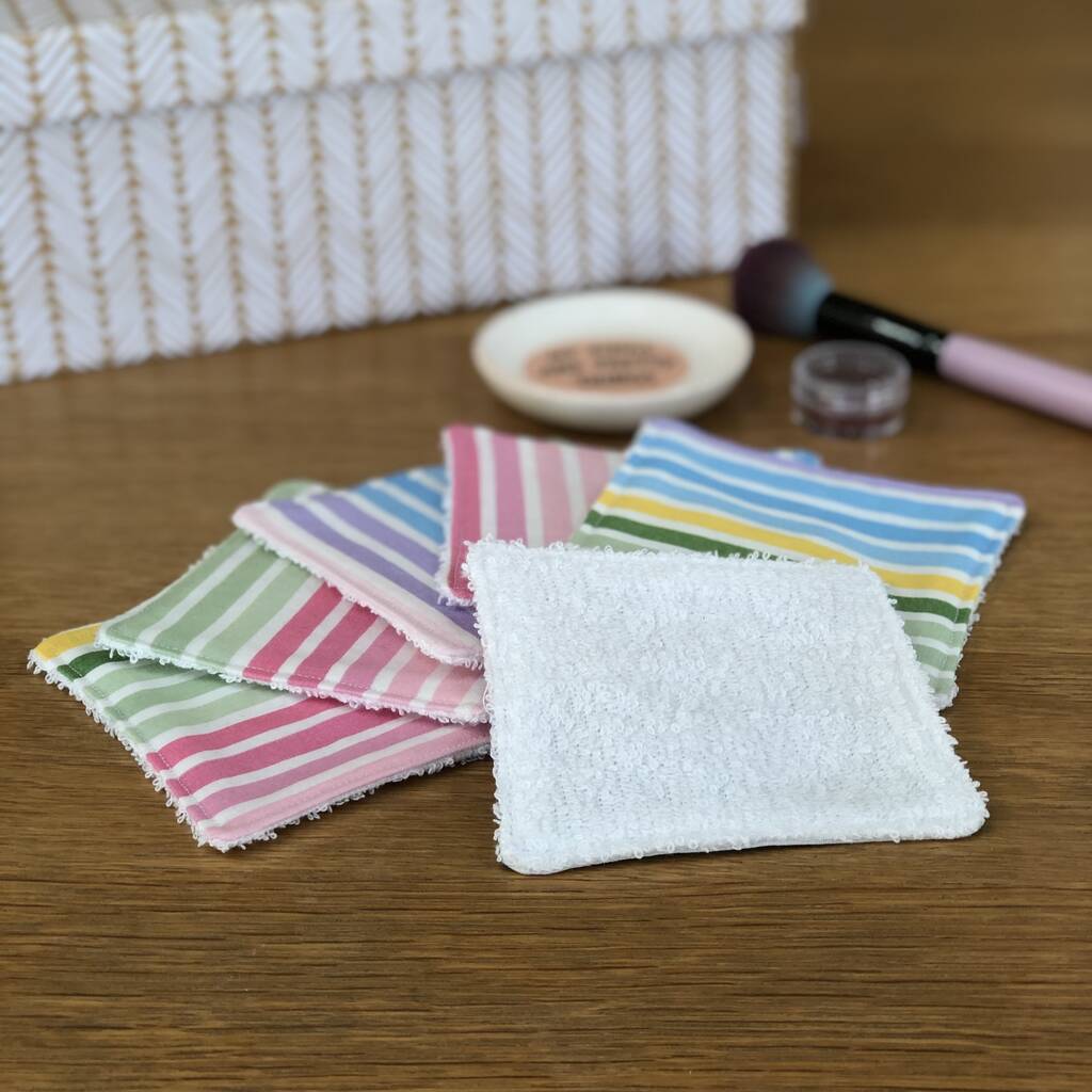 handmade rainbow washable and reusable make up pads by lily & giraffe