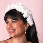 White Hydrangea Dried Flower Wedding Headband, thumbnail 3 of 4
