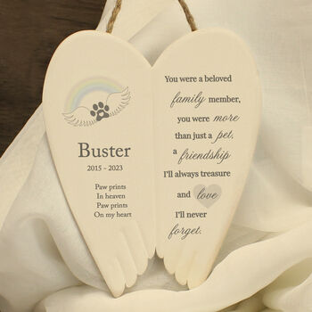 Personalised Pet Memorial Wings Keepsake, 2 of 4