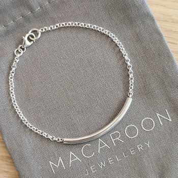 Sterling Silver Curved Bar Bracelet, 4 of 9
