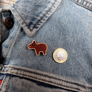 Capybara Wooden Pin Badge, 5 of 5